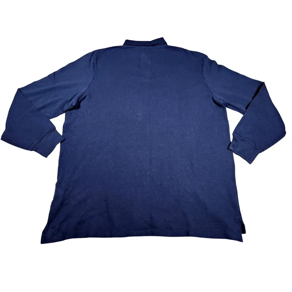 NWT Polo Ralph Lauren Mens Long Sleeve Polo Shirt Navy Blue Red Pony Mesh 2XL‎